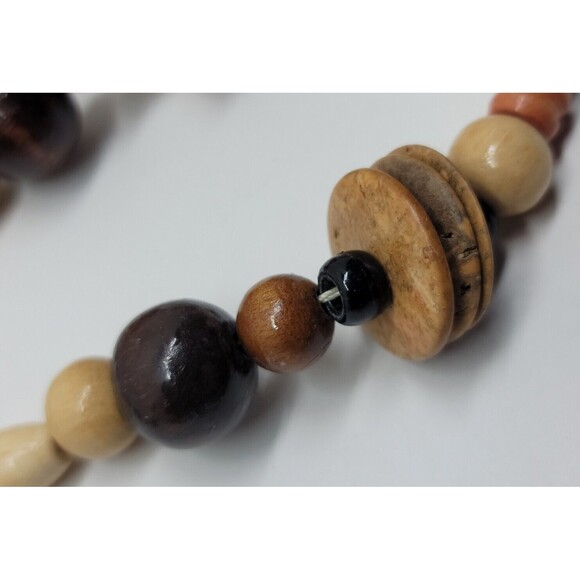 5 Vtg Wood & Seashell Tropical Fashion Beaded Necklace lot Handmade Layered Boho - Picture 5 of 15